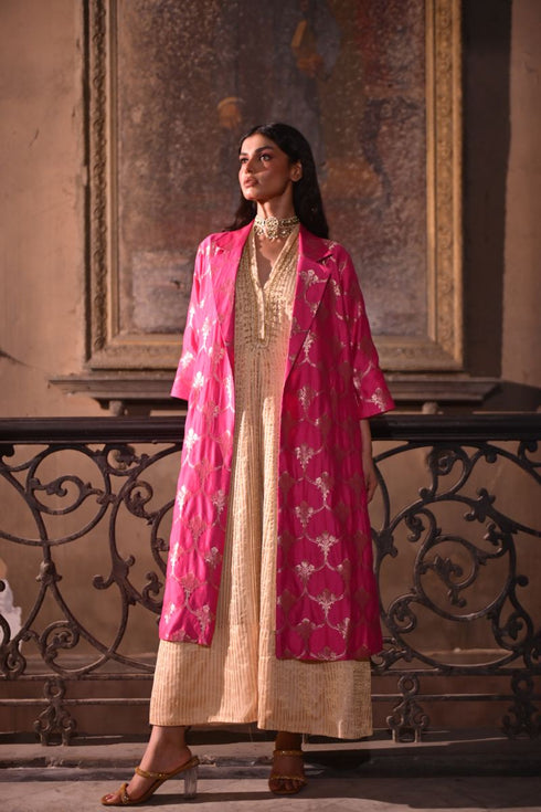 Jalshaghar hot pink brocade sally jacket