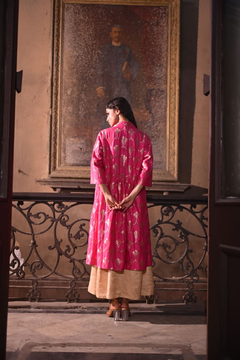 Jalshaghar hot pink brocade sally jacket