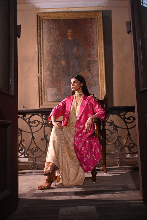 Jalshaghar hot pink brocade sally jacket