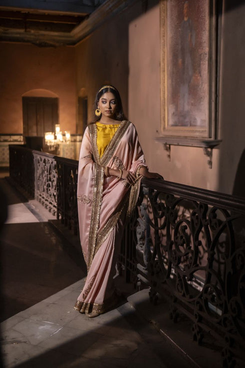 Jalshaghar ash pink turkish ashoka sari