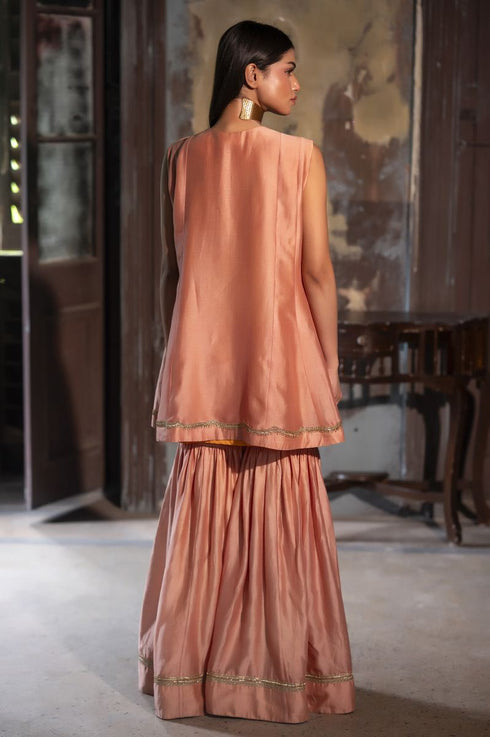 Jalshaghar dusty pink short vani kurta with sharara