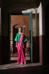 Jalshaghar green brocade chandphool kaftan top