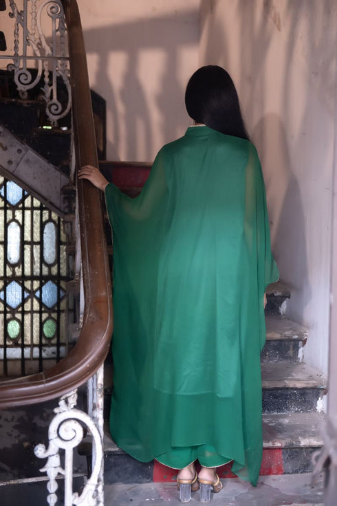 Jalshaghar green kaftan with palazzo