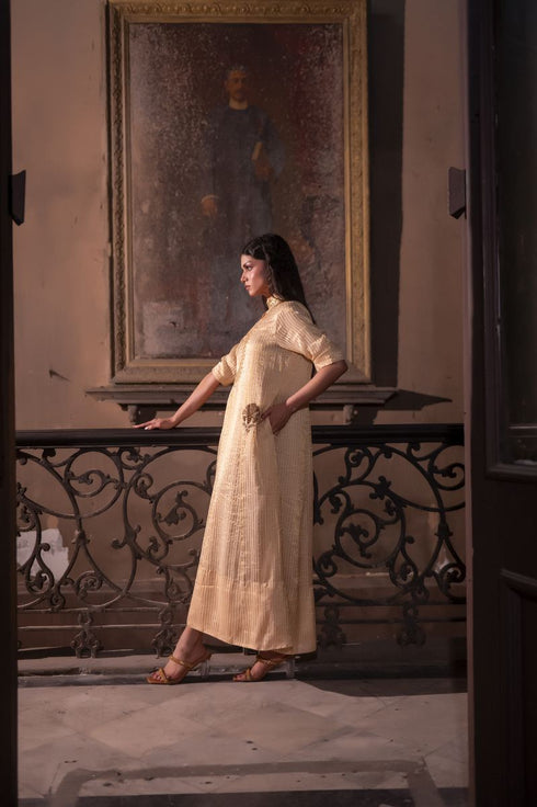 Jalshaghar ivory stripe shaheen anarkali