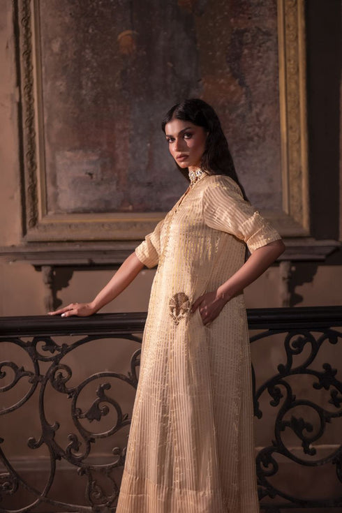 Jalshaghar ivory stripe shaheen anarkali