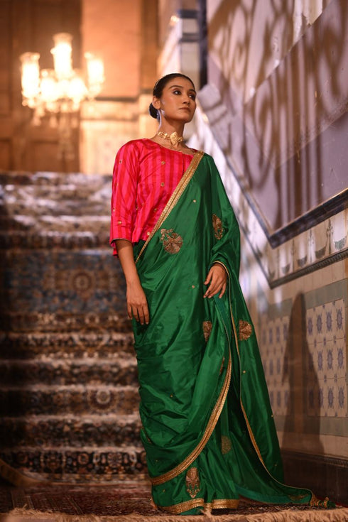 Jalshaghar red and pink stripe reshma blouse