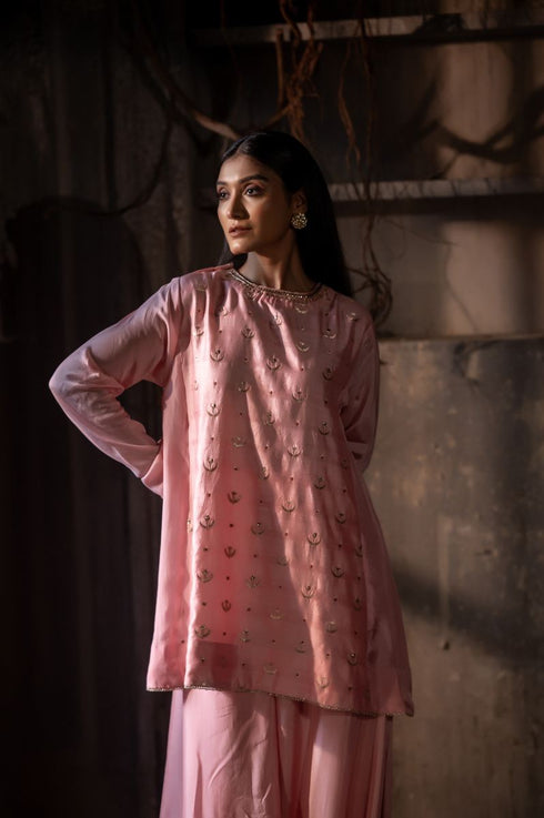 Jalshaghar tyohaar pink chandphool shabana with gharara