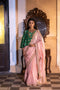 Jalshaghar tyohaar pink stripe kolka sari