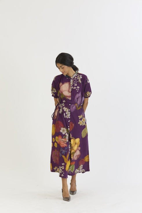 Jamun purple side tie up dress
