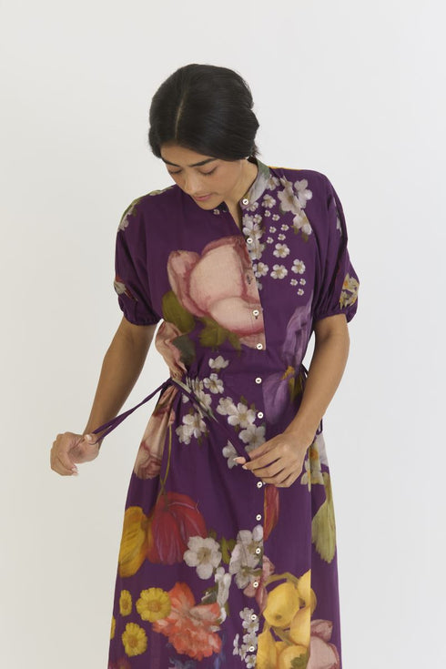 Jamun purple side tie up dress