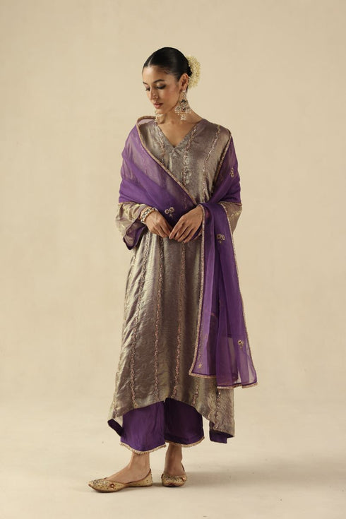 Jhoomar purple kurta set