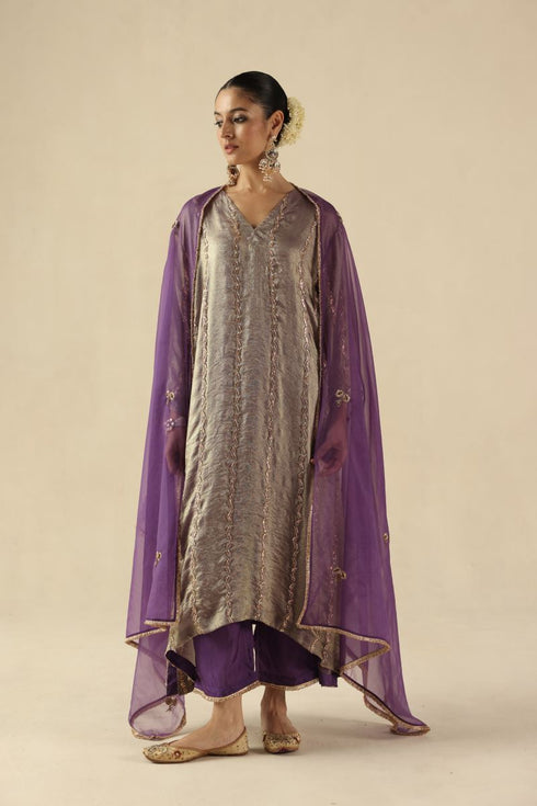 Jhoomar purple kurta set