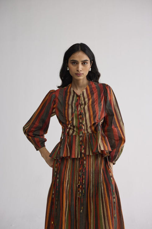 Jilian top and pintuck skirt set