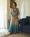 Jini beige and asman blue kurta with churidar
