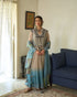 Jini beige and asman blue kurta with churidar