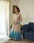 Jini beige and asman blue kurta with churidar