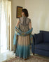 Jini beige and asman blue kurta with churidar