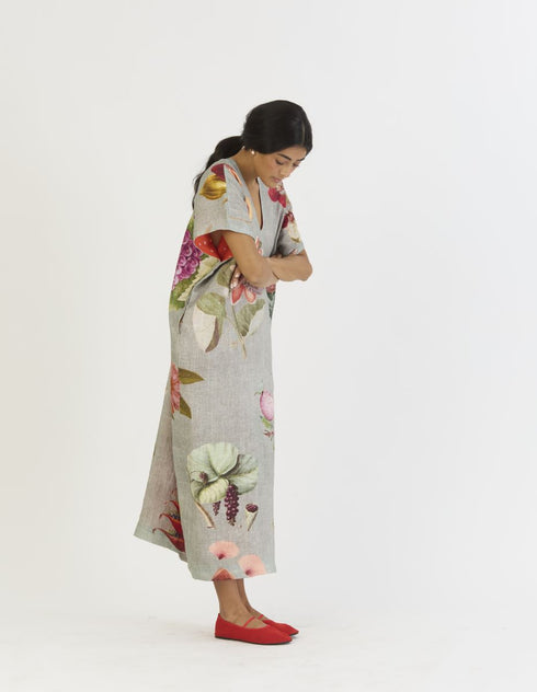 Juniper shades of blue linen kaftan dress