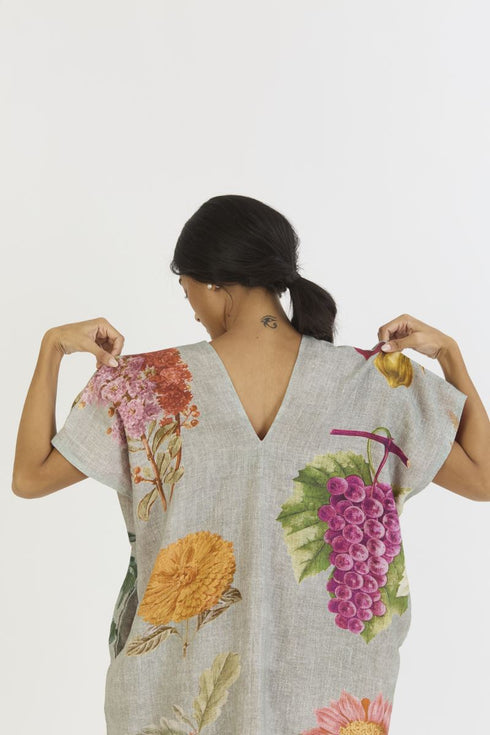 Juniper shades of blue linen kaftan dress