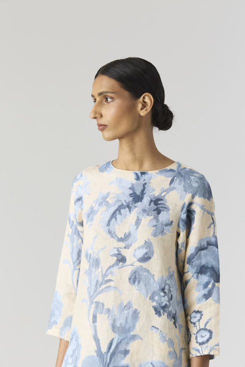 Juno blue linen kurta set