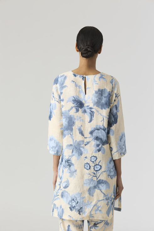 Juno blue linen kurta set