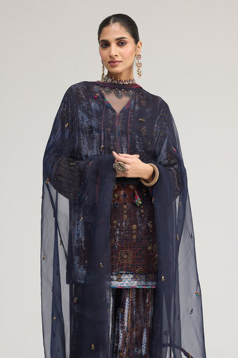 Kainaat blue organza dupatta