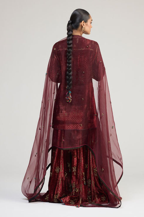 Kainaat maroon organza dupatta