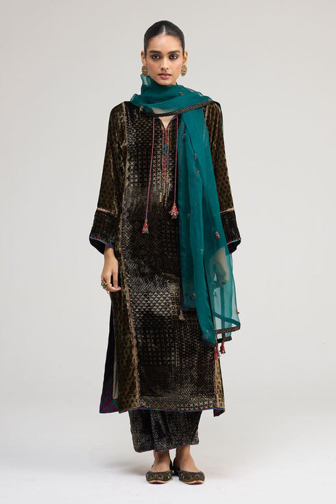 Kainaat teal organza stole