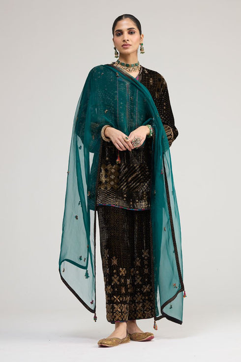 Kainaat teal organza stole