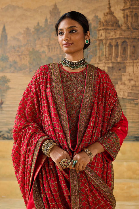 Kashi red heavy dupatta