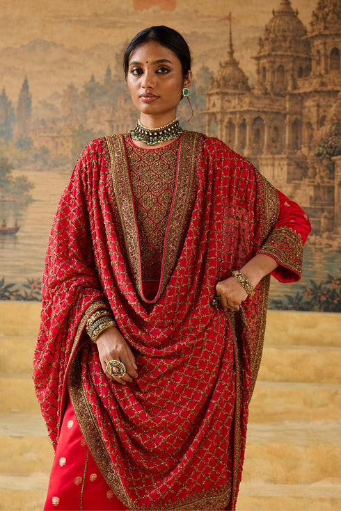 Kashi red heavy dupatta