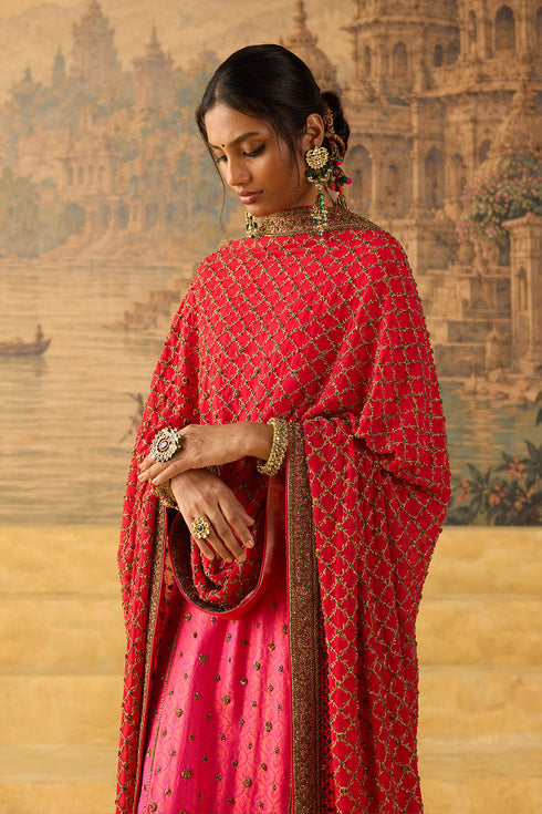Kashi red heavy dupatta