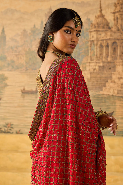 Kashi red heavy dupatta