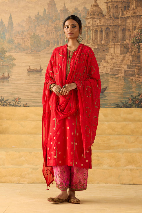 Kashi red phiran kurta