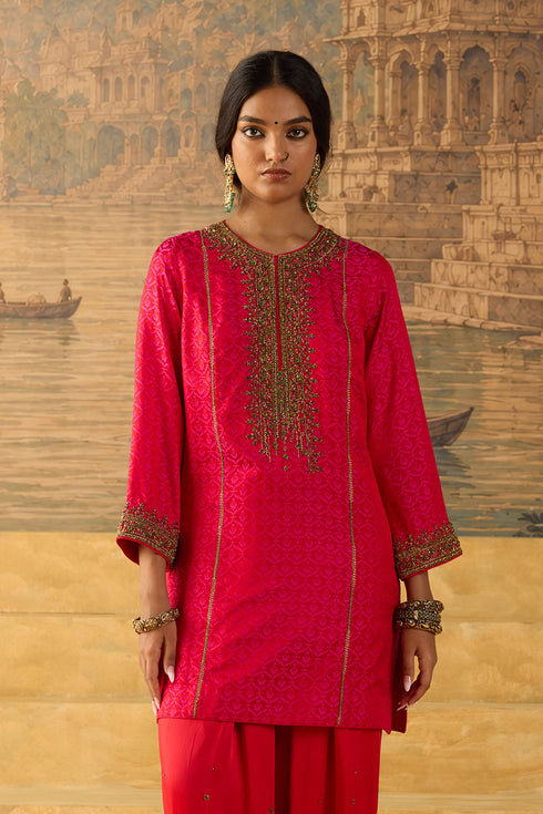 Kashi red short kurta