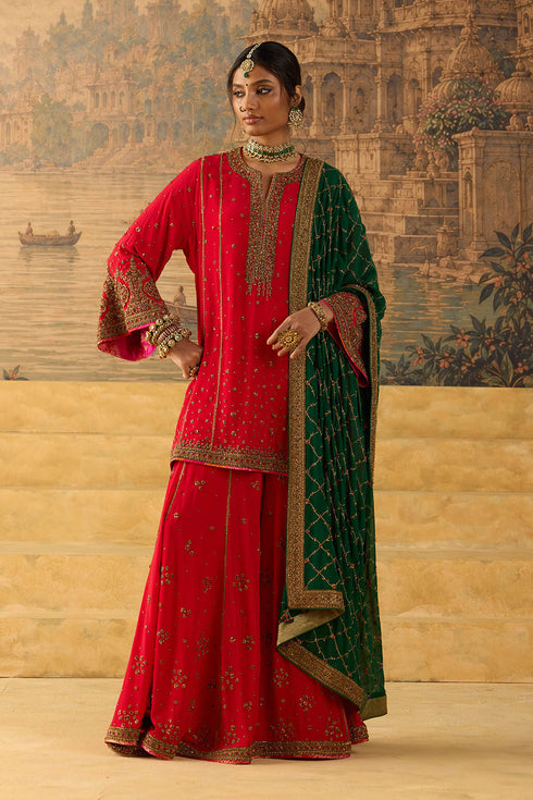 Kashi red short phiran kurta