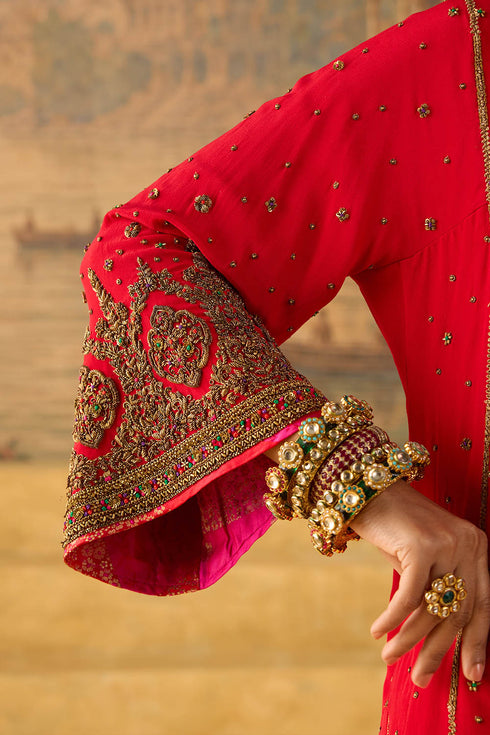 Kashi red short phiran kurta
