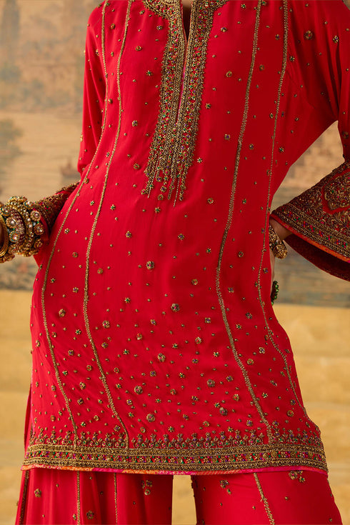 Kashi red short phiran kurta