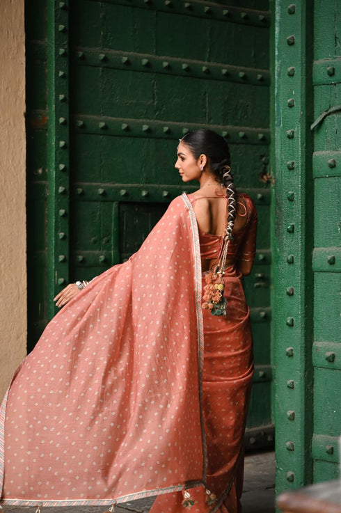Kesariya orange noor sari set