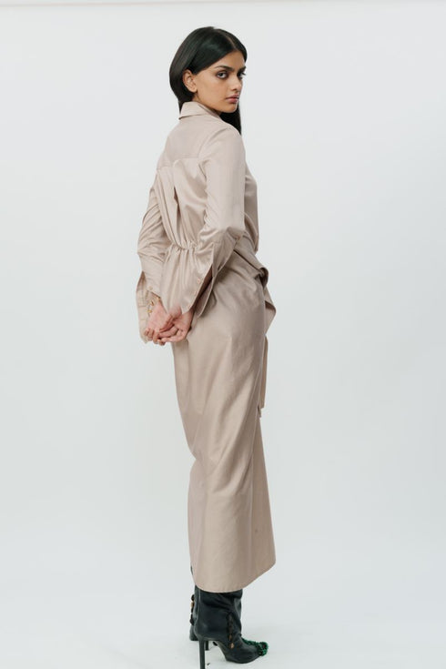Khaki shirt dress