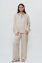 Khaki silk shirt & trouser with AKOK highlight embroidery