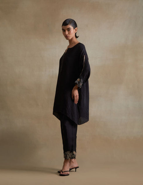 Kiln black cutwork tunic set