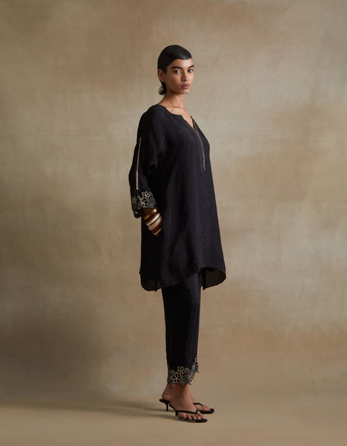 Kiln black cutwork tunic set