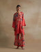 Kiln tomato bold floral print kurta set