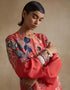 Kiln tomato bold floral print kurta set