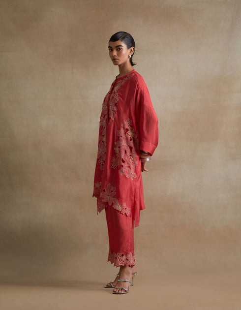 Kiln tomato floral kurta set