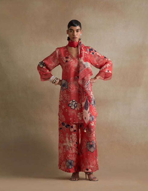 Kiln tomato organza detailing co-ord set