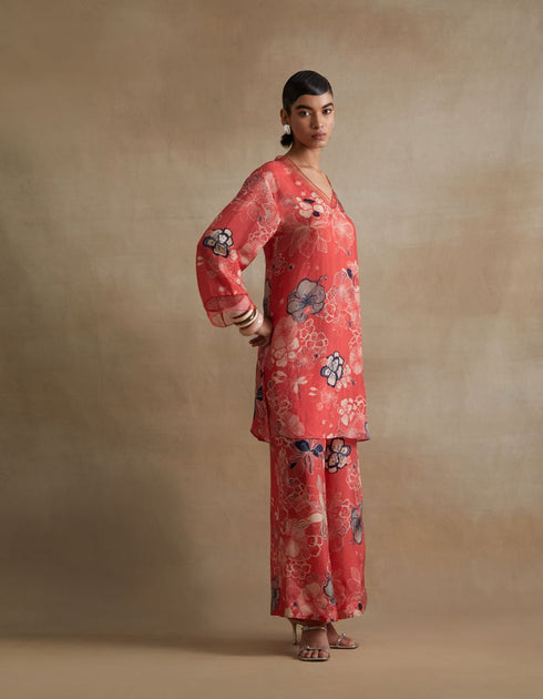Kiln tomato organza detailing co-ord set