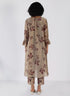 Kizuna beige sakura print kurta set