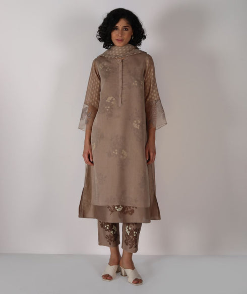 Kizuna beige tonal yuri print kurta set